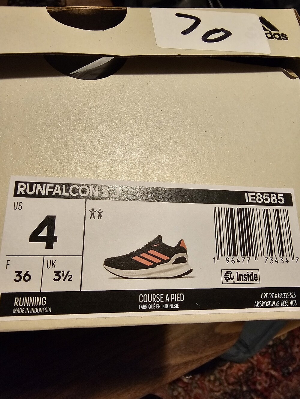 Adidas Runfalcon 5J Kids Running Shoes Black Pink Silver Size 4Y NEW - Picture 7 of 7